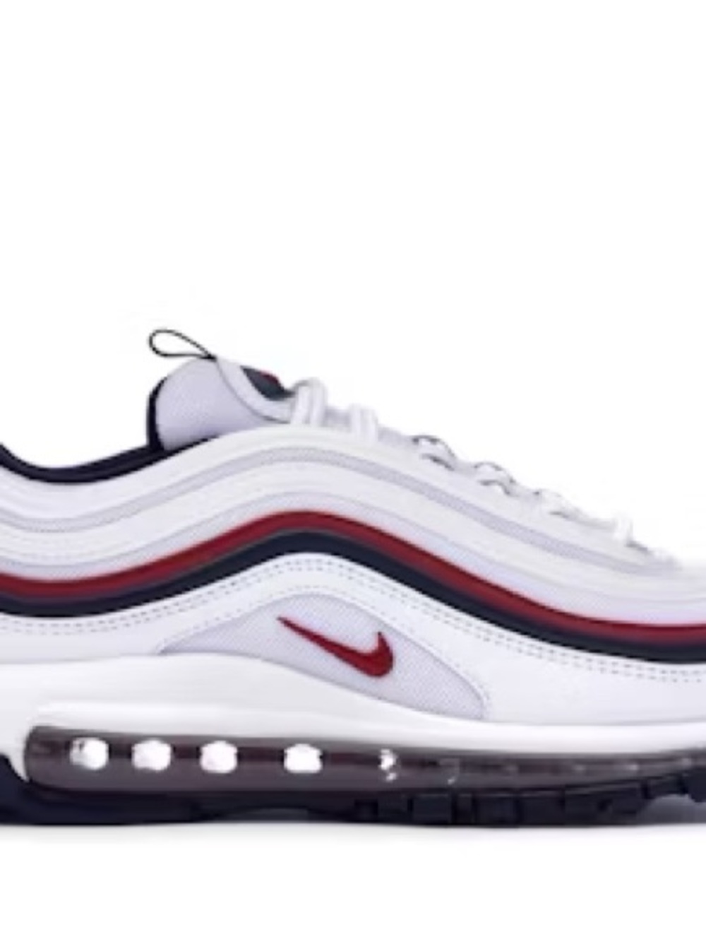 Nike White Air Max 97 with Red & Navy Accents